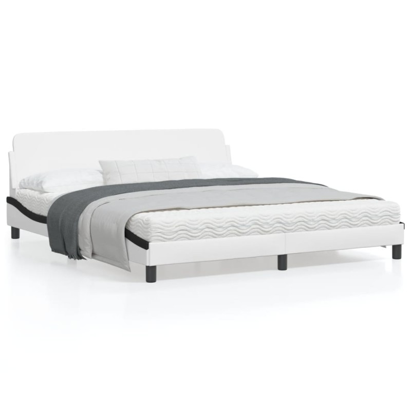vidaXL Estructura de cama con cabecero cuero sintético blanco y negro vidaXL Estructura de cama con cabecero cuero sintético blanco y negro