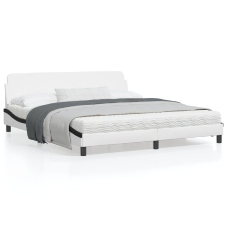 vidaXL Estructura de cama con cabecero cuero sintético blanco y negro