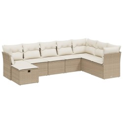 vidaXL Juego de sofás de jardín con cojines beige 8 pzas ratán PE