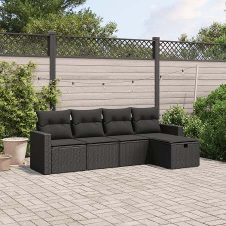 vidaXL Set de muebles de jardín 5 pzas y cojines ratán sintético negro