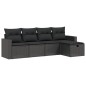 vidaXL Set de muebles de jardín 5 pzas y cojines ratán sintético negro vidaXL Set de muebles de jardín 5 pzas y cojines ratán sintético negro