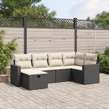 vidaXL Set de sofás de jardín 6 piezas y cojines ratán sintético negro