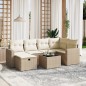 vidaXL Set sofás de jardín 7 piezas y cojines ratán sintético beige
