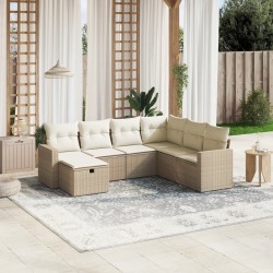vidaXL Set sofás de jardín 7 piezas y cojines ratán sintético beige