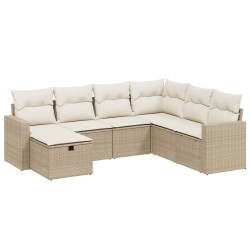 vidaXL Set sofás de jardín 7 piezas y cojines ratán sintético beige