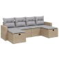 vidaXL Juego de sofás jardín con cojines beige mezcla 6 pzas ratán PE vidaXL Juego de sofás jardín con cojines beige mezcla 6 pzas ratán PE