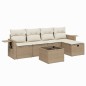 vidaXL Juego de sofás jardín con cojines 6 pzas ratán sintético beige vidaXL Juego de sofás jardín con cojines 6 pzas ratán sintético beige