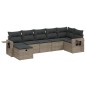 vidaXL Set de sofás de jardín 7 piezas con cojines ratán PE gris vidaXL Set de sofás de jardín 7 piezas con cojines ratán PE gris