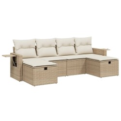 vidaXL Juego de sofás jardín con cojines 6 pzas ratán sintético beige