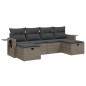 vidaXL Set de muebles de jardín 6 pzas y cojines ratán sintético gris vidaXL Set de muebles de jardín 6 pzas y cojines ratán sintético gris