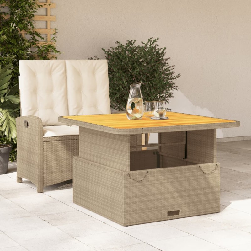vidaXL Set comedor de jardín 2 pzas con cojines ratán sintético beige