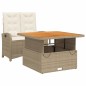 vidaXL Set comedor de jardín 2 pzas con cojines ratán sintético beige