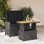 vidaXL Set comedor de jardín 2 pzas con cojines ratán sintético negro vidaXL Set comedor de jardín 2 pzas con cojines ratán sintético negro