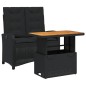 vidaXL Set comedor de jardín 2 pzas con cojines ratán sintético negro vidaXL Set comedor de jardín 2 pzas con cojines ratán sintético negro