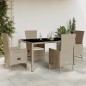 vidaXL Set comedor de jardín 5 pzas con cojines ratán sintético beige vidaXL Set comedor de jardín 5 pzas con cojines ratán sintético beige