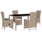 vidaXL Set comedor de jardín 5 pzas con cojines ratán sintético beige vidaXL Set comedor de jardín 5 pzas con cojines ratán sintético beige