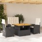 vidaXL Juego comedor jardín 4 piezas con cojines ratán sintético negro vidaXL Juego comedor jardín 4 piezas con cojines ratán sintético negro