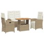 vidaXL Set de comedor jardín con cojines 4 pzas ratán sintético beige vidaXL Set de comedor jardín con cojines 4 pzas ratán sintético beige