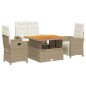 vidaXL Set de comedor jardín con cojines 4 pzas ratán sintético beige vidaXL Set de comedor jardín con cojines 4 pzas ratán sintético beige