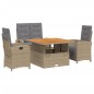 vidaXL Set de comedor jardín con cojines 4 pzas ratán sintético beige vidaXL Set de comedor jardín con cojines 4 pzas ratán sintético beige