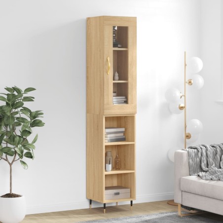 vidaXL Aparador de madera contrachapada roble Sonoma 34,5x34x180 cm