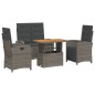 vidaXL Juego de comedor de jardín 4 piezas con cojines ratán PE gris vidaXL Juego de comedor de jardín 4 piezas con cojines ratán PE gris