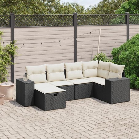 vidaXL Set de sofás de jardín 6 piezas y cojines ratán sintético negro