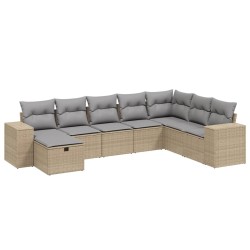 vidaXL Juego de sofás jardín con cojines beige mezcla 8 pzas ratán PE