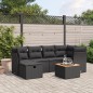 vidaXL Set de comedor de jardín 7 pzas y cojines ratán sintético negro vidaXL Set de comedor de jardín 7 pzas y cojines ratán sintético negro