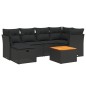 vidaXL Set de comedor de jardín 7 pzas y cojines ratán sintético negro vidaXL Set de comedor de jardín 7 pzas y cojines ratán sintético negro
