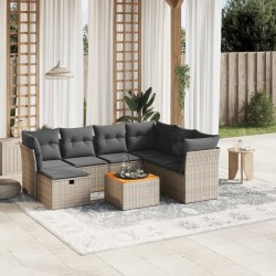 vidaXL Set de sofás de jardín 8 pzas y cojines ratán sintético gris