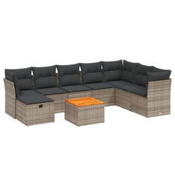 vidaXL Set de muebles de jardín 9 pzas y cojines ratán sintético gris