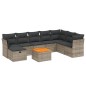 vidaXL Set de muebles de jardín 9 pzas y cojines ratán sintético gris vidaXL Set de muebles de jardín 9 pzas y cojines ratán sintético gris