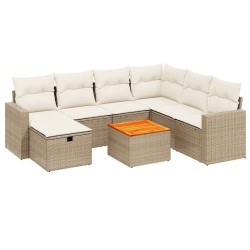 vidaXL Juego de sofás de jardín con cojines beige 8 pzas ratán PE