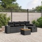 vidaXL Set de sofás de jardín 6 piezas y cojines ratán sintético negro vidaXL Set de sofás de jardín 6 piezas y cojines ratán sintético negro