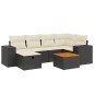 vidaXL Set de comedor de jardín 7 pzas y cojines ratán sintético negro vidaXL Set de comedor de jardín 7 pzas y cojines ratán sintético negro