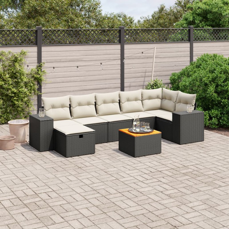 vidaXL Set de sofás de jardín 8 piezas y cojines ratán sintético negro vidaXL Set de sofás de jardín 8 piezas y cojines ratán sintético negro