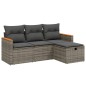 vidaXL Set de sofás de jardín 4 pzas y cojines ratán sintético gris vidaXL Set de sofás de jardín 4 pzas y cojines ratán sintético gris