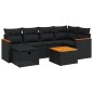 vidaXL Set de comedor de jardín 7 pzas y cojines ratán sintético negro vidaXL Set de comedor de jardín 7 pzas y cojines ratán sintético negro