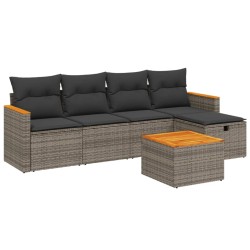 vidaXL Set de muebles de jardín 6 pzas y cojines ratán sintético gris