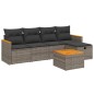 vidaXL Set de muebles de jardín 6 pzas y cojines ratán sintético gris vidaXL Set de muebles de jardín 6 pzas y cojines ratán sintético gris