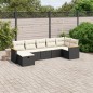 vidaXL Set de comedor de jardín 7 pzas y cojines ratán sintético negro vidaXL Set de comedor de jardín 7 pzas y cojines ratán sintético negro