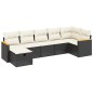 vidaXL Set de comedor de jardín 7 pzas y cojines ratán sintético negro vidaXL Set de comedor de jardín 7 pzas y cojines ratán sintético negro