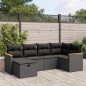 vidaXL Set de sofás de jardín 6 piezas y cojines ratán sintético negro vidaXL Set de sofás de jardín 6 piezas y cojines ratán sintético negro