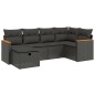 vidaXL Set de sofás de jardín 6 piezas y cojines ratán sintético negro vidaXL Set de sofás de jardín 6 piezas y cojines ratán sintético negro
