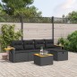 vidaXL Set de sofás de jardín 6 piezas y cojines ratán sintético negro vidaXL Set de sofás de jardín 6 piezas y cojines ratán sintético negro