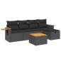 vidaXL Set de sofás de jardín 6 piezas y cojines ratán sintético negro vidaXL Set de sofás de jardín 6 piezas y cojines ratán sintético negro