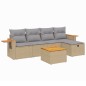 vidaXL Juego de sofás jardín con cojines beige mezcla 6 pzas ratán PE