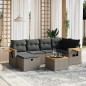 vidaXL Set de sofás de jardín 7 piezas con cojines ratán PE gris vidaXL Set de sofás de jardín 7 piezas con cojines ratán PE gris