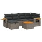 vidaXL Set de sofás de jardín 7 piezas con cojines ratán PE gris vidaXL Set de sofás de jardín 7 piezas con cojines ratán PE gris